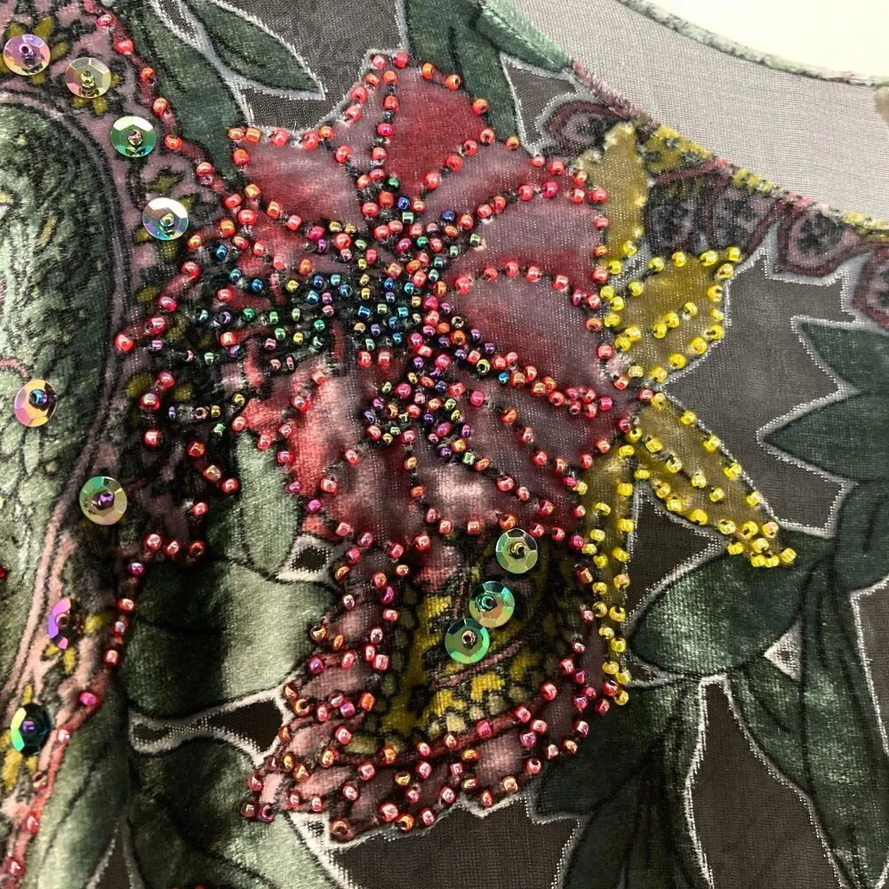 Heidi Abra Night Garden Burnout Silk Velvet Fringe Poncho One Size Whimsigoth - Picture 7 of 13